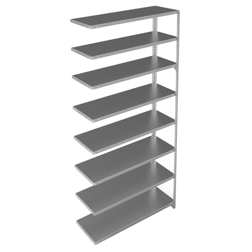 Shelving Unit, Galvanized Steel, Slotted Angle, 300 lbs. Capacity, 48" W x 96" H x 15" D TGS INDUSTRIEL
