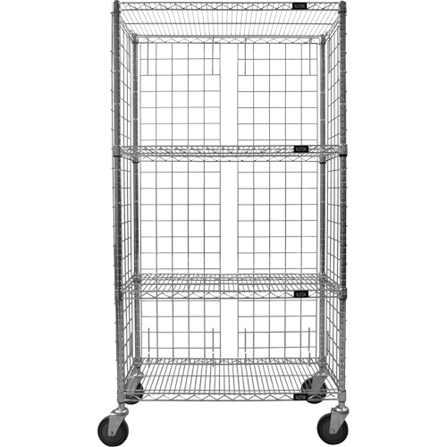 Chariot ferm&eacute; en treillis m&eacute;tallique, Chrom&eacute;, 36" x 69" x 24", Capacit&eacute; 800 lb TGS INDUSTRIEL