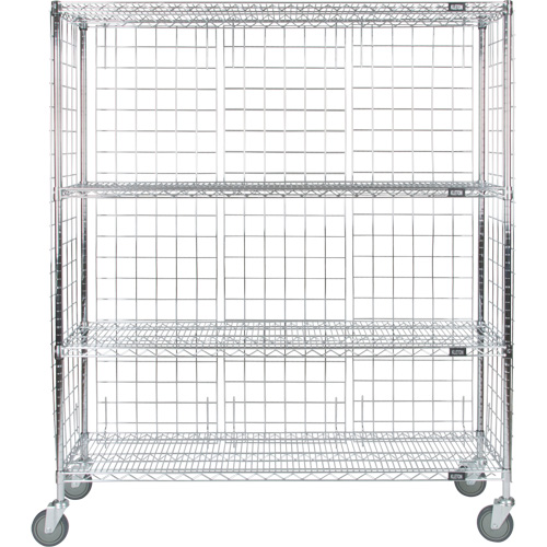 Chariot ferm&eacute; en treillis m&eacute;tallique, Chrom&eacute;, 60" x 69" x 18", Capacit&eacute; 800 lb TGS INDUSTRIEL