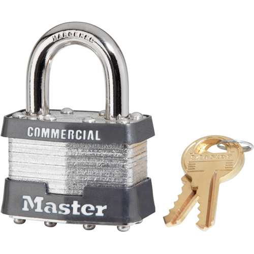 Commercial Padlock, Silver, Keyed Different, Laminated Steel, 1-9/16" Width TGS INDUSTRIEL
