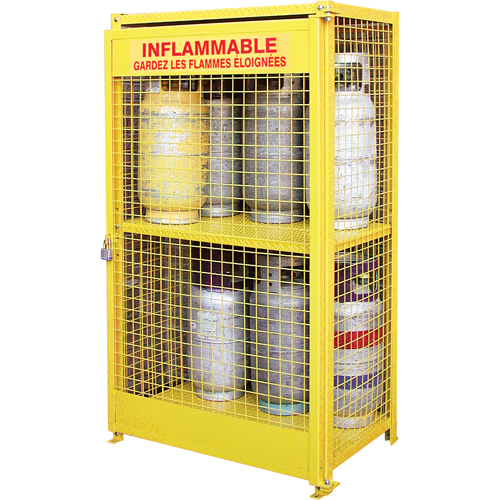 Armoires pour cylindres &agrave; gaz, nbre de bouteilles: 12, 44" , 30" , 74" , Jaune TGS INDUSTRIEL