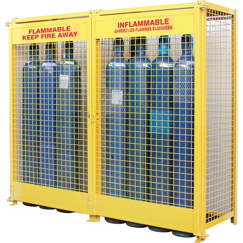 Gas Cylinder Cabinets, 20 Cylinder Capacity, 88" W x 30" D x 74" H, Yellow TGS INDUSTRIEL