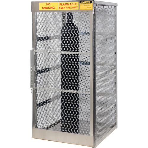 Aluminum LPG Cylinder Locker Storage, 10 Cylinder Capacity, 30" W x 32" D x 65" H, Silver TGS INDUSTRIEL