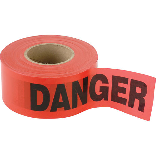 Petits rubans standards pour barricades, Anglais, 3" la x 300' lo, 2 mils, Noir/rouge TGS INDUSTRIEL