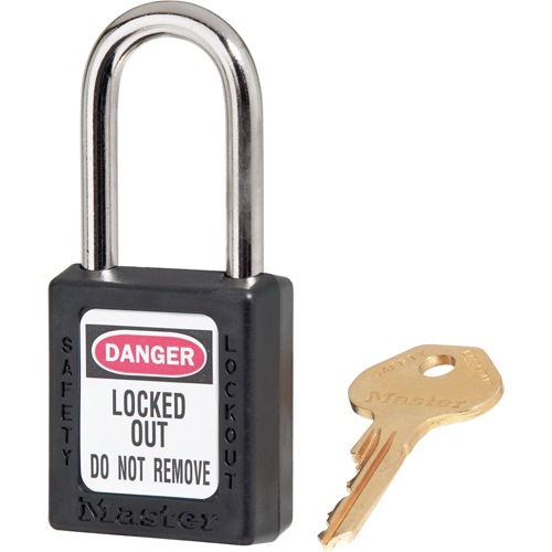 410 Zenex Safety Padlock, Black, Keyed Different, Thermoplastic, 1-1/2" Width TGS INDUSTRIEL