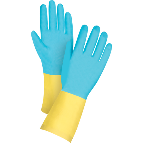 Gants tremp&eacute;s de premi&egrave;re qualit&eacute; r&eacute;sistants aux produits chimiques, Taille Petit/7, 12" lo, N&eacute;opr&egrave;ne/Latex de caoutchouc, Doublure en Coton/Ouat&eacute;e, 20 mils TGS INDUSTRIEL