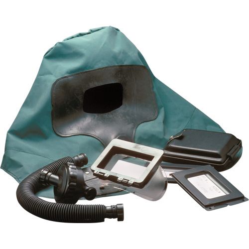 Respirateur &agrave; adduction d'air Abrasi-Blast complet, Moyen, Coiffe souple, Bavette Simple TGS INDUSTRIEL