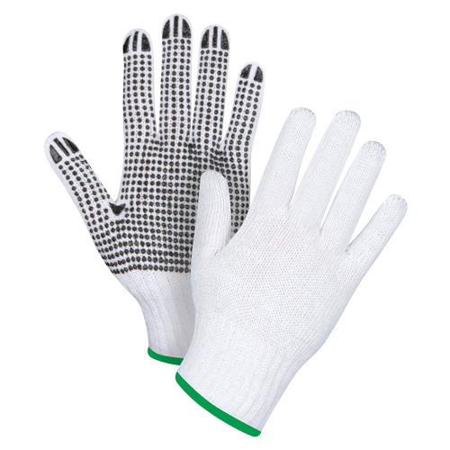 Gants tricot&eacute;s &agrave; pois, Poly/coton, Un c&ocirc;t&eacute;, Calibre 7, Moyen TGS INDUSTRIEL