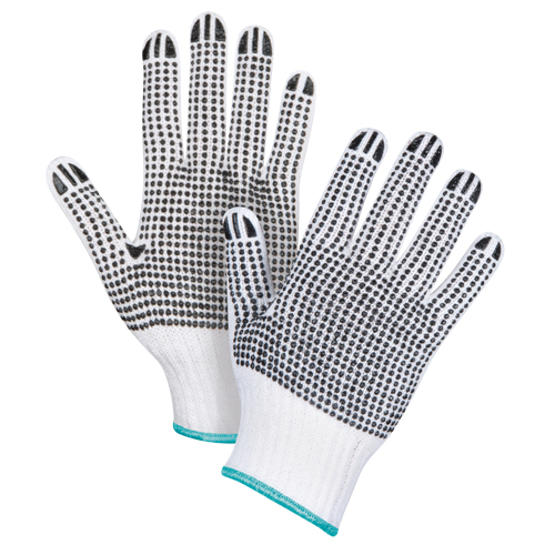 Gants tricot&eacute;s deux c&ocirc;t&eacute;s &agrave; pois, Poly/coton, Deux c&ocirc;t&eacute;s, Calibre 7, T-Grand TGS INDUSTRIEL