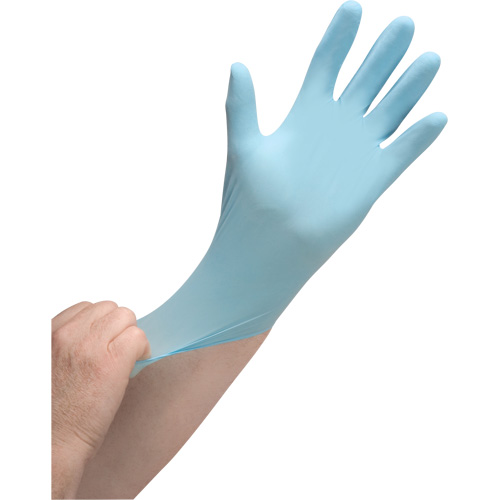 Gants jetables de calibre m&eacute;dical r&eacute;sistants &agrave; la perforation, Petit, Nitrile, 3,5 mils, Sans poudre, Bleu, Classe 2 TGS INDUSTRIEL
