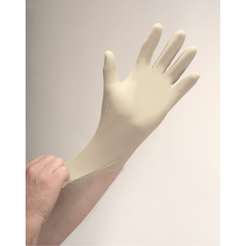 Gants d'examen de premi&egrave;re qualit&eacute; pour peau sensible, Moyen, Latex, 4 mils, Poudr&eacute;s, Naturel TGS INDUSTRIEL