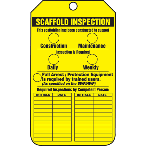 &eacute;tiquettes de s&eacute;curit&eacute; d'inspection et de contr&ocirc;le de l'&eacute;tat de l'&eacute;quipement, Papier cartonn&eacute;, 3-1/8" la x 5-7/8" h, Anglais TGS INDUSTRIEL