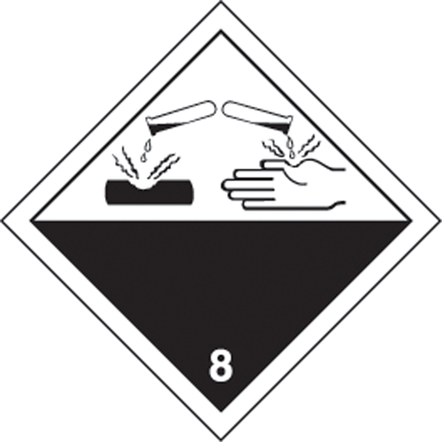 TDG Shipping Labels, Class 8, Corrosives, Vinyl TGS INDUSTRIEL