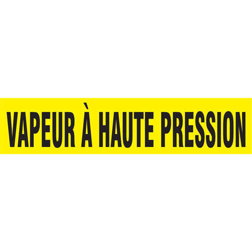 Marqueurs de tuyau "Vapeur &agrave; Haute Pression", Autocollant, 2-1/2" h x 12" la, Noir sur jaune TGS INDUSTRIEL
