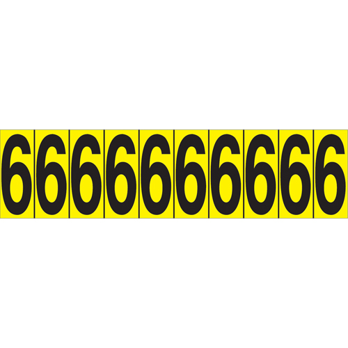 Individual Adhesive Number Markers, 6, 1-15/16" H, Black on Yellow TGS INDUSTRIEL
