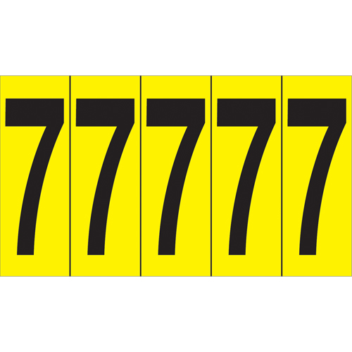Rep&egrave;res adh&eacute;sifs &agrave; chiffres individuels, 7, 3-7/8" h, Noir sur jaune TGS INDUSTRIEL