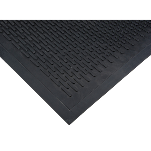 Tapis &agrave; profil bas, Caoutchouc, Grattoir Type, Motif Plein, 3' x 5', Noir TGS INDUSTRIEL