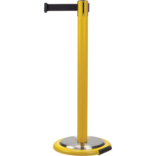 Barri&egrave;res sur pieds pour le contr&ocirc;le des foules, Acier, 35" h, Ruban Noir, Longueur du ruban 7' TGS INDUSTRIEL