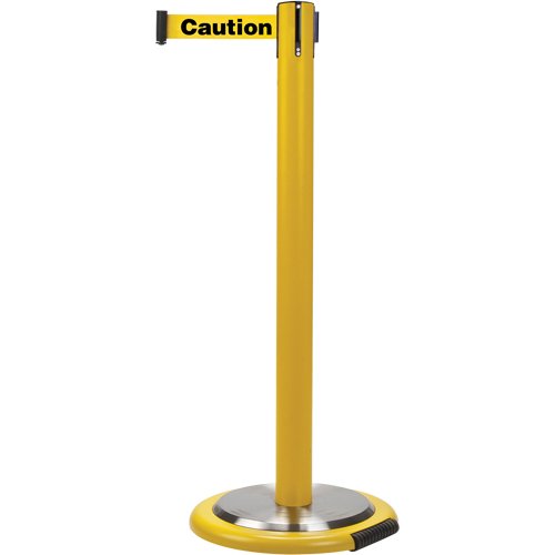 Barri&egrave;res sur pieds pour le contr&ocirc;le des foules, Acier, 35" h, Ruban Jaune, Longueur du ruban 7' TGS INDUSTRIEL