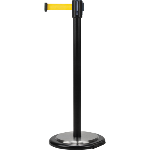 Barri&egrave;res sur pieds pour le contr&ocirc;le des foules, Acier, 35" h, Ruban Jaune, Longueur du ruban 12' TGS INDUSTRIEL