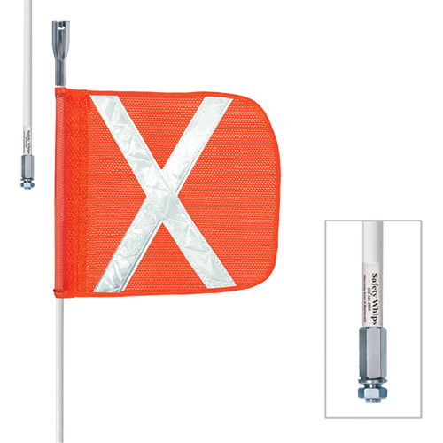 Tiges de s&eacute;curit&eacute; robustes Safety Whip, Fixation Filet&eacute;, Hauteur 5', Orange TGS INDUSTRIEL