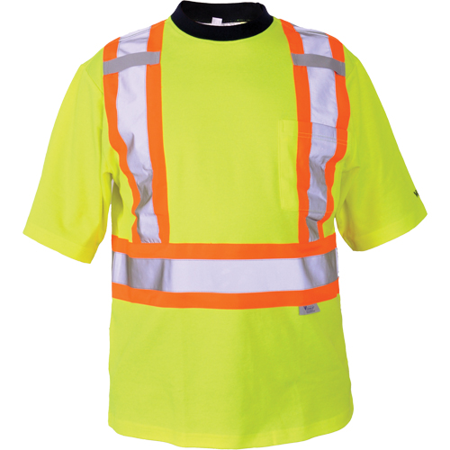 Safety T-Shirt, Polyester, Medium, High Visibility Lime-Yellow TGS INDUSTRIEL