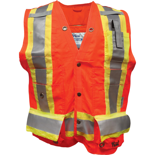 Surveyor FR Safety Vest, High Visibility Orange, Small, Polyester TGS INDUSTRIEL