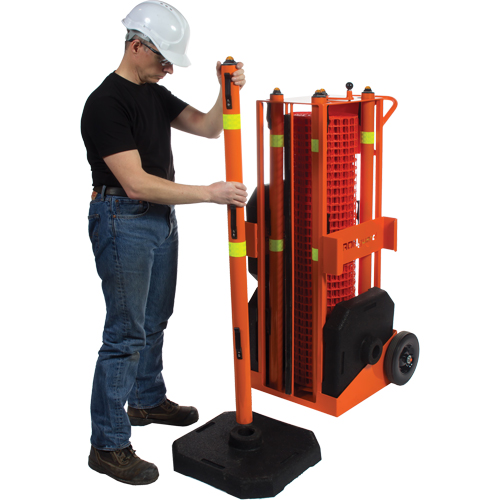 Portable Safety Zone, 100' L, Steel, Orange TGS INDUSTRIEL