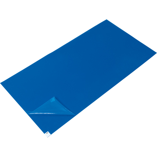 Tapis pelables de rechange pour salle blanche, &eacute;paisseur 1,57 mils, 3' la, 3-3/4' lo x Bleu TGS INDUSTRIEL