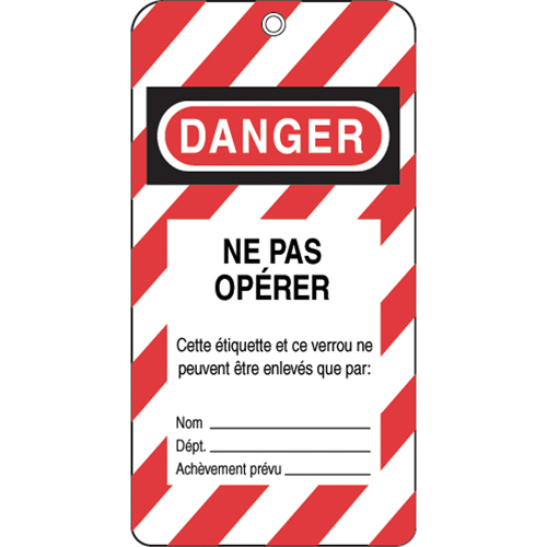 &eacute;tiquettes de verrouillage, Plastique, 3" la x 5-3/4" h, Français TGS INDUSTRIEL