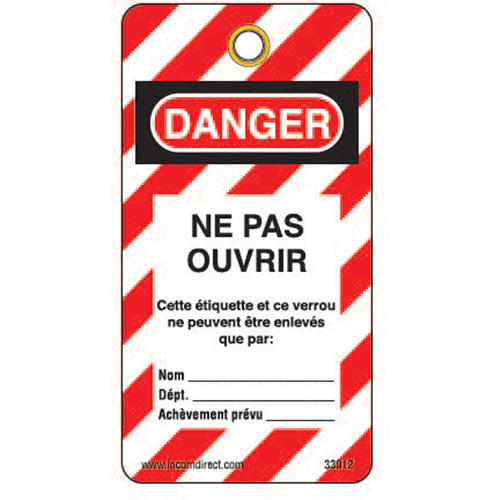 &eacute;tiquettes de verrouillage, Plastique, 3" la x 5-3/4" h, Français TGS INDUSTRIEL