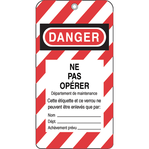 &eacute;tiquettes de verrouillage, Plastique, 3" la x 5-3/4" h, Français TGS INDUSTRIEL