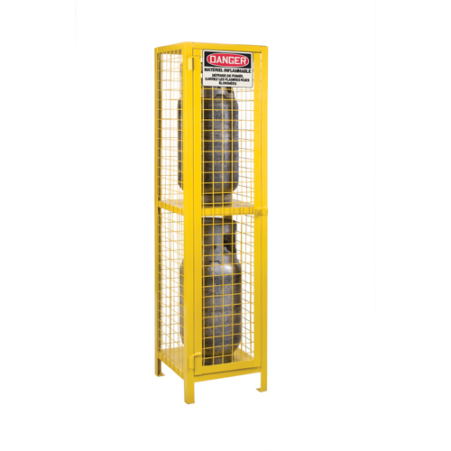 Gas Cylinder Cabinets, 2 Cylinder Capacity, 17" W x 17" D x 69" H, Yellow TGS INDUSTRIEL