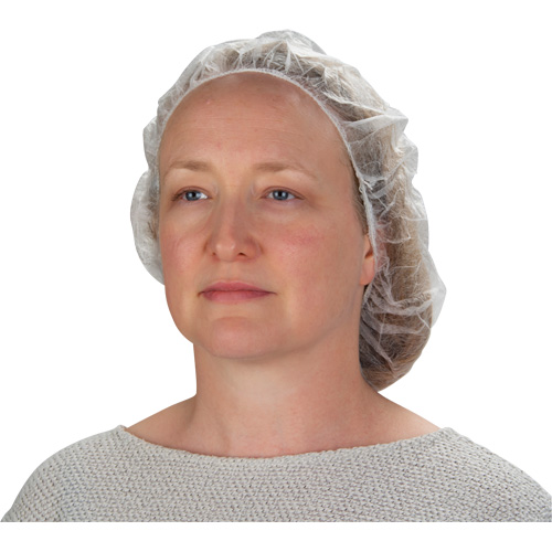 Bonnets bouffants non tiss&eacute;s, Polypropyl&egrave;ne, 21"/Grand, Blanc TGS INDUSTRIEL