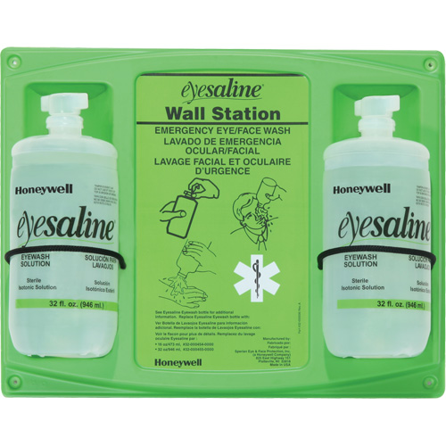 Support mural pour solution saline de douche oculaire, Double TGS INDUSTRIEL