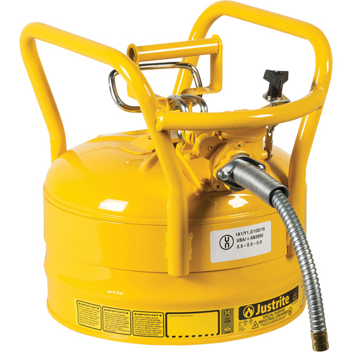 Bidons s&eacute;curitaires D.O.T. de AccuFlow, Type II, Acier, 2,5 gal. US, Jaune, Homologu&eacute; FM TGS INDUSTRIEL