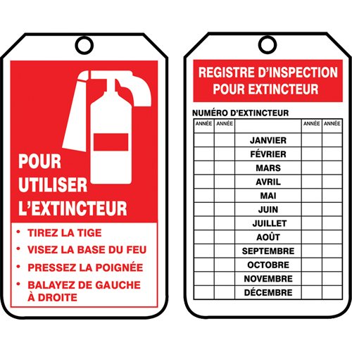 &eacute;tiquettes de s&eacute;curit&eacute; d'inspection et de contr&ocirc;le de l'&eacute;tat de l'&eacute;quipement, Plastique, 3-1/8" la x 5-7/8" h, Français TGS INDUSTRIEL