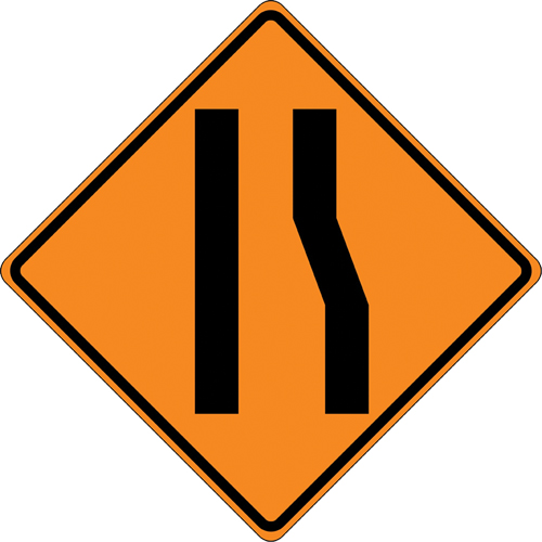 Tilt-Adjust Merge Left Roll-Up Construction Sign, 36" x 36", Vinyl, Pictogram TGS INDUSTRIEL