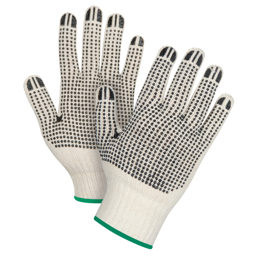 Gants tricot&eacute;s de poids lourd &agrave; deux c&ocirc;t&eacute;s avec pois, Poly/coton, Deux c&ocirc;t&eacute;s, Calibre 7, Moyen TGS INDUSTRIEL