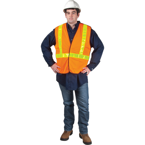 Veste de s&eacute;curit&eacute; pour la circulation d&eacute;tachable en cinq points, Orange haute visibilit&eacute;, Grand, Polyester TGS INDUSTRIEL