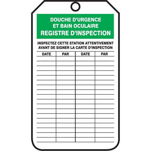 &eacute;tiquettes de s&eacute;curit&eacute; d'inspection et de contr&ocirc;le de l'&eacute;tat de l'&eacute;quipement, Papier cartonn&eacute;, 3-1/8" la x 5-7/8" h, Français TGS INDUSTRIEL