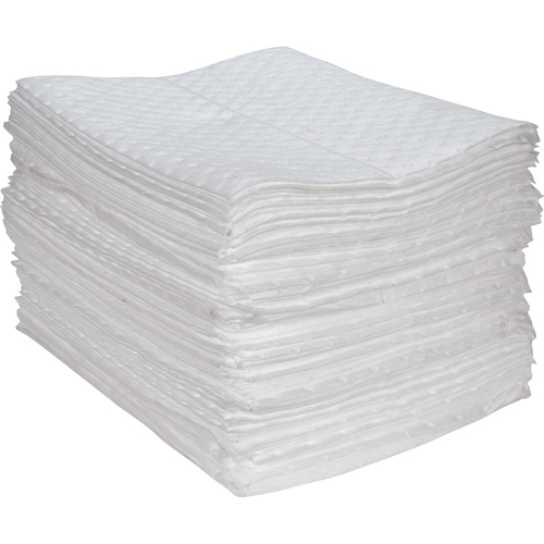 Feuilles absorbantes en fibres fines de premi&egrave;re qualit&eacute;, Huile seulement, 15" x 17", 30 gal. d'absorption TGS INDUSTRIEL