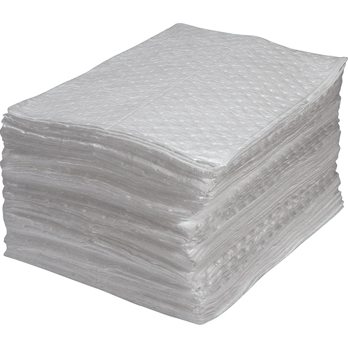 Feuilles absorbantes en fibres fines de premi&egrave;re qualit&eacute;, Huile seulement, 15" x 17", 30 gal. d'absorption TGS INDUSTRIEL