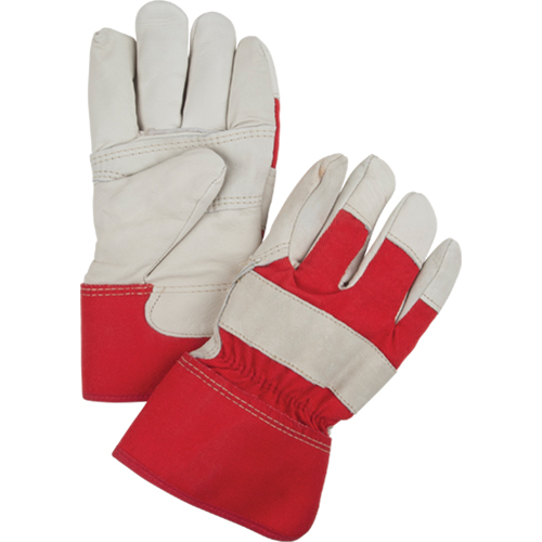 Gants d'ajusteur rouge & blanc doubl&eacute;s pour l'hiver, Grand, Paume en Cuir fleur de vache, Doublure en Boa TGS INDUSTRIEL