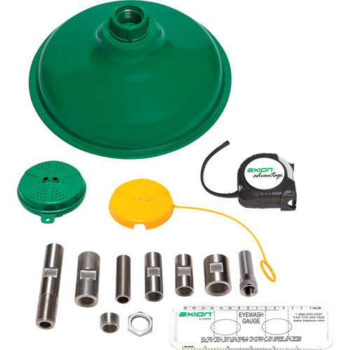 Trousse de mise &agrave; niveau pour douche et douche oculaire/faciale Axion Advantage avec t&ecirc;te et t&ecirc;te de douche oculaire/faciale en plastique ABS vert TGS INDUSTRIEL