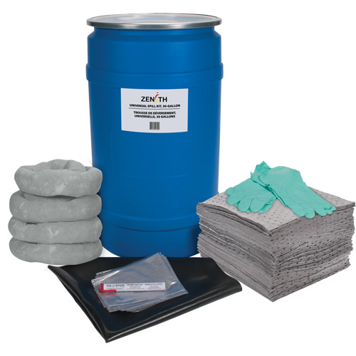Trousse de lutte contre les d&eacute;versements pour &eacute;tabli, Universel, Baril, Absorbance de 30 gal. US TGS INDUSTRIEL