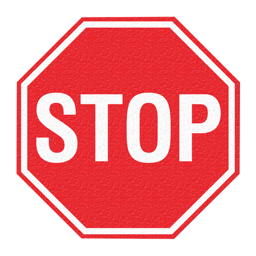 "Stop" Floor Sign, Adhesive, English with Pictogram TGS INDUSTRIEL