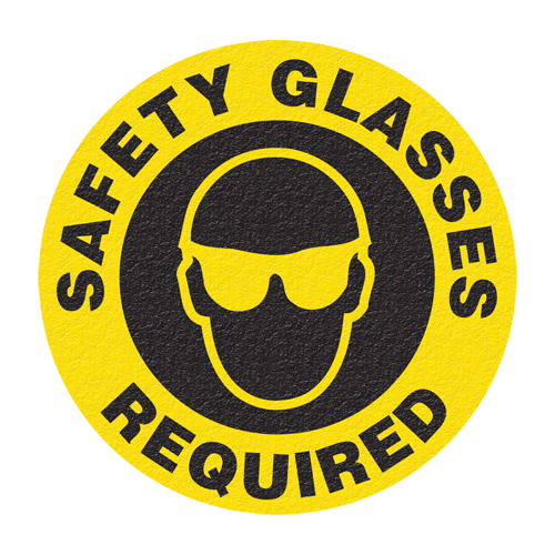 "Safety Glasses" Floor Sign, Adhesive, English with Pictogram TGS INDUSTRIEL