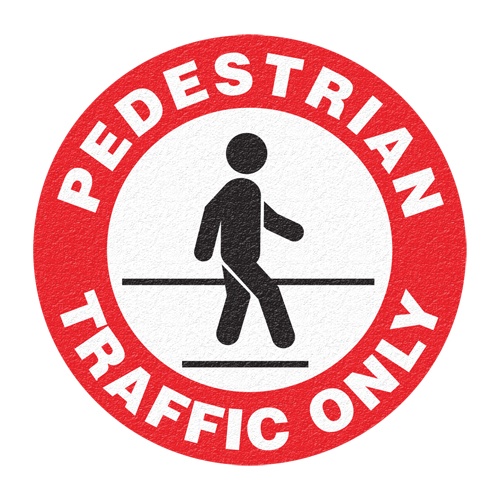 Panneau de signalisation au sol  Pedestrian Traffic Only , Adh&eacute;sif, Anglais avec pictogramme TGS INDUSTRIEL