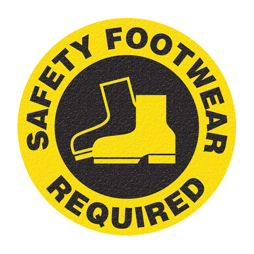 "Safety Footwear" Floor Sign, Adhesive, English with Pictogram TGS INDUSTRIEL